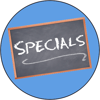 picture of blackboard with the word specials written on it